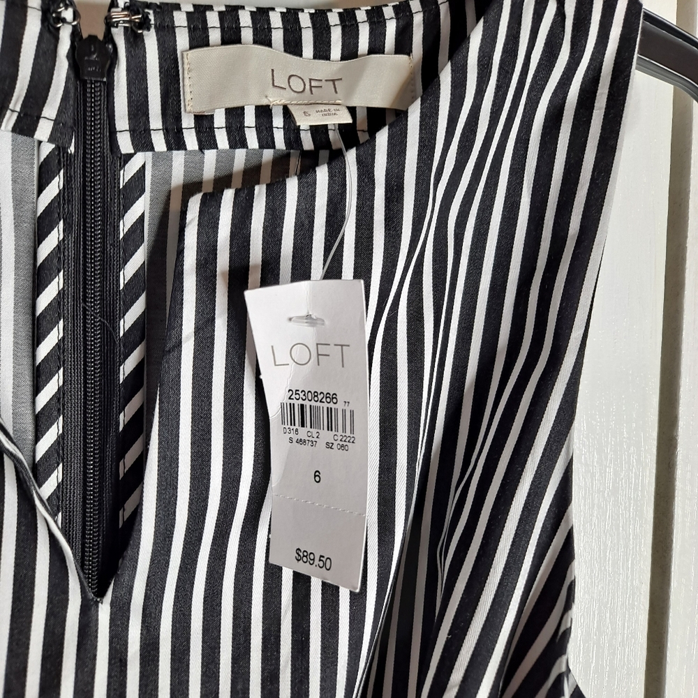 NWT LOFT Black White Striped Dress sz 6 - Picture 6 of 10